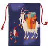Ambesonne Scandinavian Christmas Gift Sack, Christmas with Present Carrying Goat Traditional Character, Santa Sack Bag Canvas Fabric for Gifts and Storage, 19.8" X 25.9", Navy Blue view 1