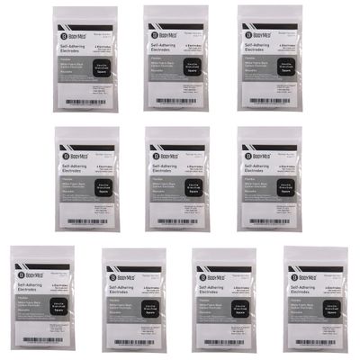 BodyMed TENS/EMS Unit 4 Electrode Pads  Four, 2 x 2 Inch Square Electrodes in Ten Packs  Reusable and Self-Adhesive for Easy Muscle Stimulation and Discomfort Relief