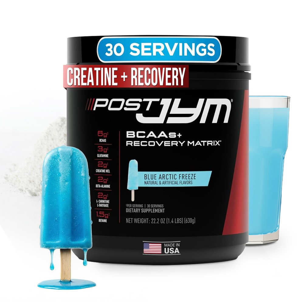 JYM Supplement Science Post JYM Active Matrix Blue Artic Freeze Amino Recovery Powder Pure Creatine HCL, BCAAs, Glutamine, Carnitine, Betaine, Taurine for Strength, Repair, Performance 30 Servings
