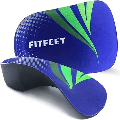 RooRuns FitFeet Orthotic Inserts 3/4 Length, High Arch Support Foot Insoles for Over-Pronation, Plantar Fasciitis, Flat Feet - Shoe Inserts for Walking, Running Men and Women