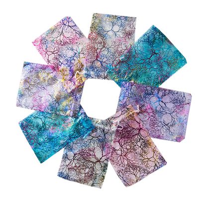 100pcs 5x7 inches Gift Wrap Bags Mixed Color Coralline, Organza Sheer Satin Ribbon Fabric, Drawstring Pouches for Baby Shower Favor, Party Wedding Favors Decoration, Candy, Christmas Ornament,Beach