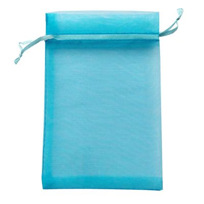 100 Pcs Per Pack 4x6 Gifts Wrap Bags Aqua Blue, Organza Sheer Fabric, Drawstring Transparent Mesh Bags for Baby Shower Favor,Anniversary,Dried Lavender Flowers,Confetti,Women Lipstick,Halloween,Travel