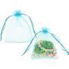 100 Pcs Per Pack 4x6 Gifts Wrap Bags Aqua Blue, Organza Sheer Fabric, Drawstring Transparent Mesh Bags for Baby Shower Favor,Anniversary,Dried Lavender Flowers,Confetti,Women Lipstick,Halloween,Travel view 2