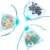100 Pcs Per Pack 4x6 Gifts Wrap Bags Aqua Blue, Organza Sheer Fabric, Drawstring Transparent Mesh Bags for Baby Shower Favor,Anniversary,Dried Lavender Flowers,Confetti,Women Lipstick,Halloween,Travel view 4
