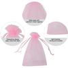 100 Pcs 4x6 inches Gift Wrap Bags Pink, Organza Sheer See Through Fabric, Drawstring Satin Ribbon Pouches for Baby Shower Favor, Party Wedding Favors Decoration, Card Deck, Jewelery, Boys Holiday Gift view 2