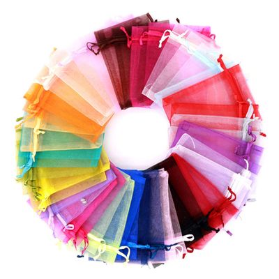 100pc 5x7 inches Gifts Wrap Bags Mixed Color,Organza Sheer Fabric,Drawstring Pouches for Baby Shower Favor,Jewelry,Christmas Ornament,Valentine Day,Bathroom Craft Soaps,Accessories Set,Hotel,Bracelets