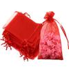 100 Pc 5x7 inch Gift Wrap Bags Red,Organza Sheer Fabric,Drawstring Glossy Pastel Treat Bags for Baby Shower Favor,House Party Favors,Bridal Shower Favor,Lipsense Holder,Xmas,Tea,Cookies,Chocolate view 1
