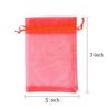 100 Pc 5x7 inch Gift Wrap Bags Red,Organza Sheer Fabric,Drawstring Glossy Pastel Treat Bags for Baby Shower Favor,House Party Favors,Bridal Shower Favor,Lipsense Holder,Xmas,Tea,Cookies,Chocolate view 3