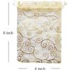 100 Pcs 4x6 inch Gift Wrap Bags Gold Rattan, Organza Sheer Clear Tulle Fabric, Drawstring Mesh Bags for Baby Shower Favor, Jewelry, Birthday Party Favor,Sachet,Christmas Favour,Craft Business,Jewelery view 2