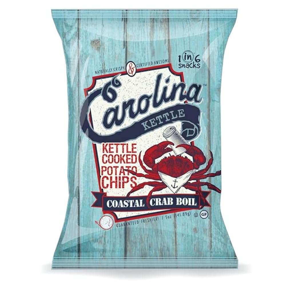 Carolina Kettle Chips | Kettle Cooked Potato Chips | Kosher - Gluten Free Chips Fit For Healthy School Snacks | With Irresistible Crunch and Bold Flavor - Coastal Crab Boil (Case of 20 x 2 oz.)