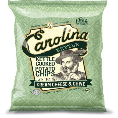 Carolina Kettle Kettle Cooked Potato Chips, Sir Walter Cream Cheese & Chive, 5 Oz