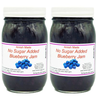 Amish Jam - No Sugar Added - 16 Oz Jar (Blueberry) Made by Arndts Fudgery