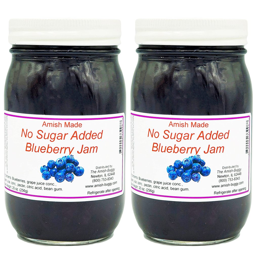 Amish Jam - No Sugar Added - 16 Oz Jar (Blueberry) Made by Arndts Fudgery