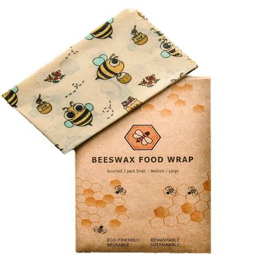 Bumble Wrap Reusable Eco Friendly Organic Beeswax Food Wrap, Assorted 3 Pack, Zero Waste Food Storage