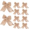 10 Pcs Burlap Bows Handmade Rustic Bowknot Wedding Decor Bows Embellishments for DIY Art Craft Gifts Wrapping Home Wedding Party Supplies Decoration (Style B)