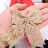 10 Pcs Burlap Bows Handmade Rustic Bowknot Wedding Decor Bows Embellishments for DIY Art Craft Gifts Wrapping Home Wedding Party Supplies Decoration (Style B) view 2