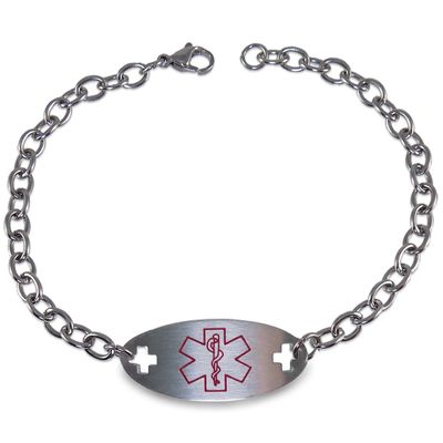 Max Petals PACEMAKER Medical Alert ID Stainless Steel Identification Bracelet with 9 Inch Chain