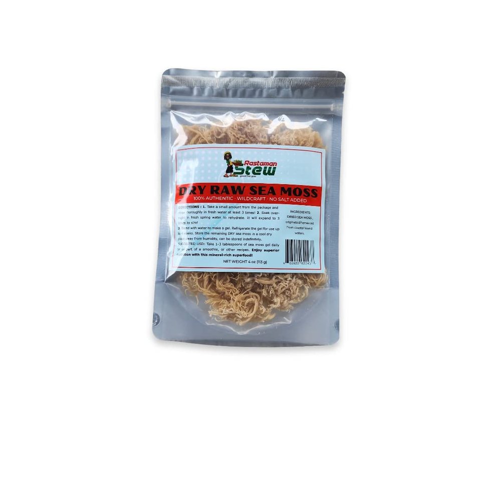 Rastaman Stew Raw Sea Moss | Wildcrafted Irish Moss (Chondrus Crispus) | Sun Dried, Clean Ocean Harvest | Organic Dried Seaweed | 4oz (113g)