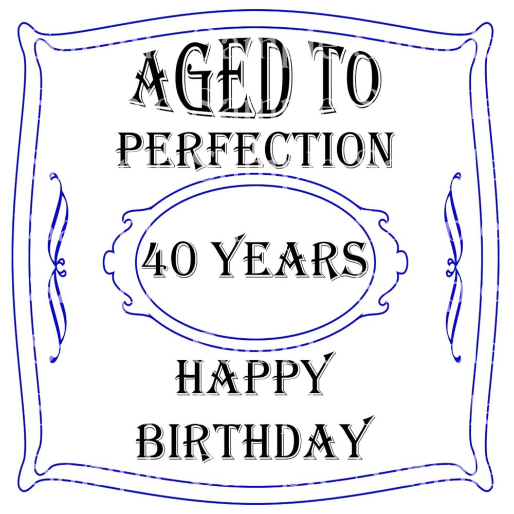 1/4 Sheet - Aged to Perfection 40th Birthday - D24327 - 2D Edible Cake/Cupcake Party Topper - D24327