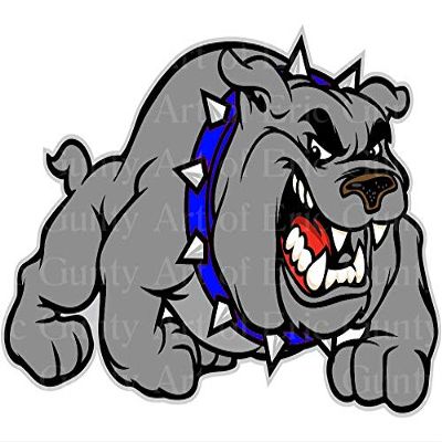 1/2 Sheet - Blue Collar Bulldog Mascot Birthday - D24155-2D Edible Cake/Cupcake Party Topper - D24155