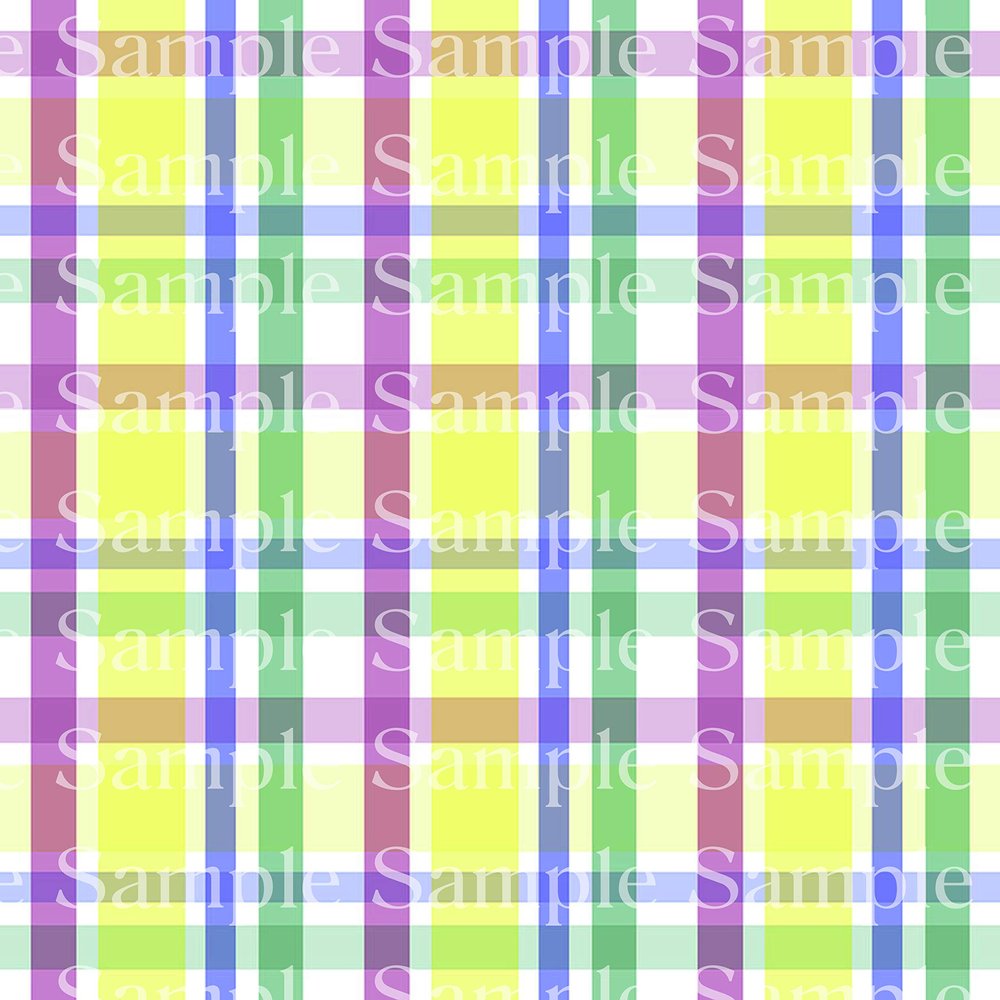 1/4 Sheet - Pastel Plaid Birthday - D24355 - 2D Edible Cake/Cupcake Party Topper - D24355