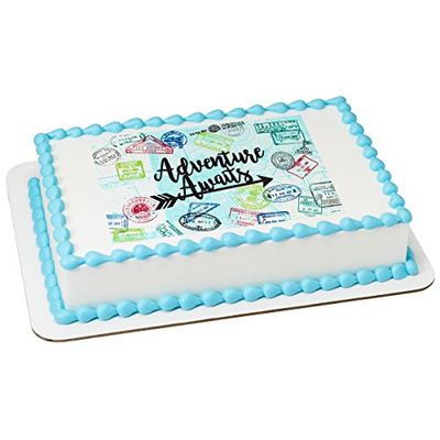 1/2 Sheet - Adventure Awaits Graduation Birthday - D24091 - Edible Cake/Cupcake Party Topper - D24091