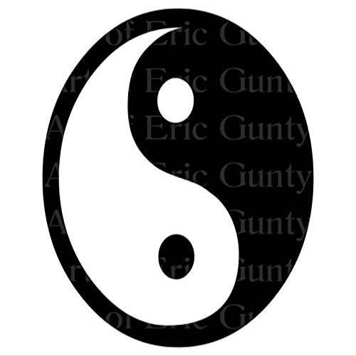1/2 Sheet - Black Yin Yang Peace Birthday - D22075-2D Edible Cake/Cupcake Party Topper - D22075
