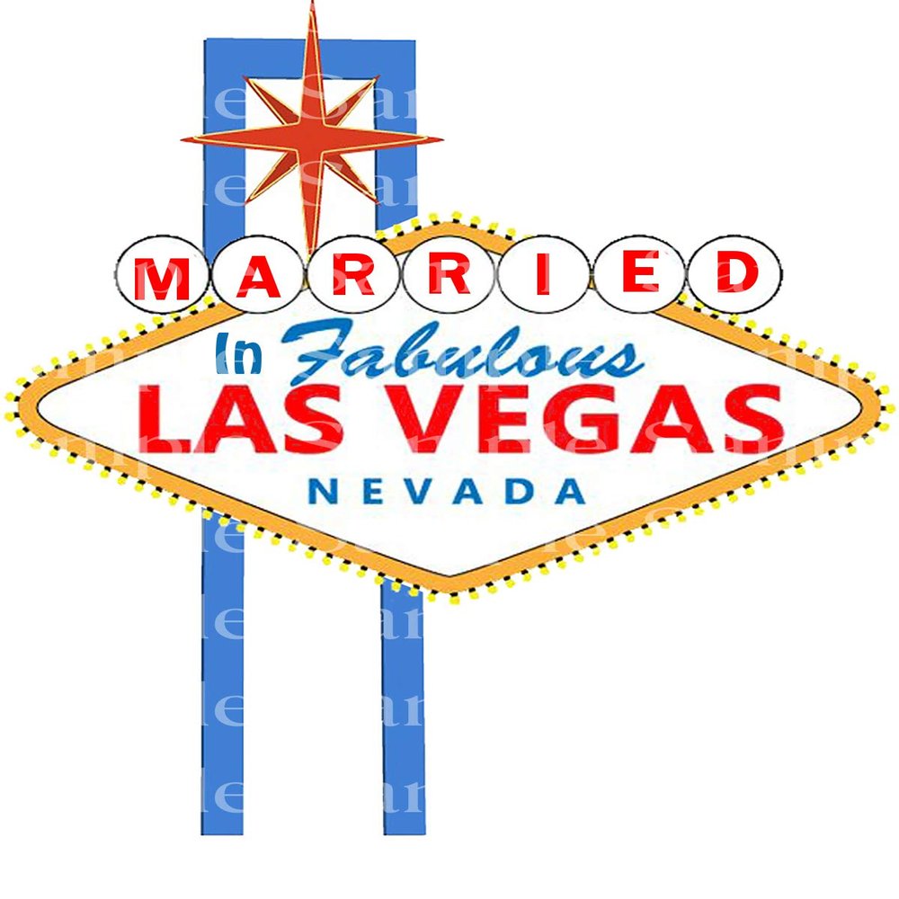1/4 Sheet - Married in Las Vegas Casino Birthday - D24183 - 2D Edible Cake/Cupcake Party Topper - D24183