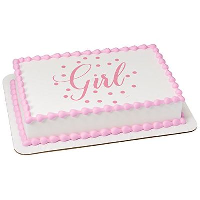 1/2 Sheet - Baby Shower Girl Pink Birthday - D24085 - Edible Cake/Cupcake Party Topper - D24085