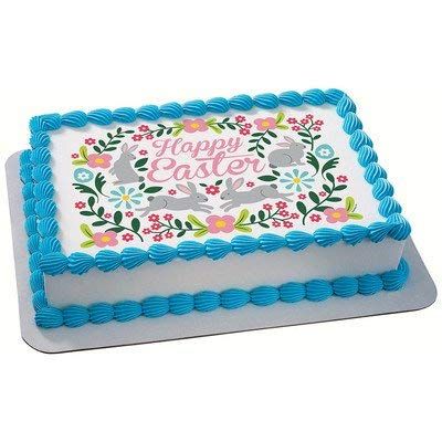 1/2 Sheet - Pastel Happy Easter Bunnies Birthday - D24081 - Edible Cake/Cupcake Party Topper - D24081