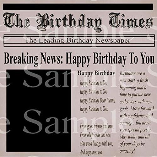 1/2 Sheet - Newspaper Happy Birthday - D24152 - 2D Edible Cake Cupcake Party Topper