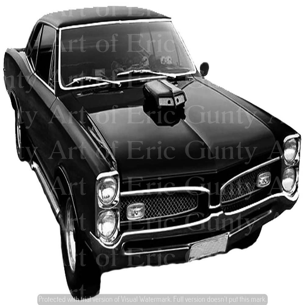1/2 Sheet - Black Classic Muscle Car Birthday - D24129 - Edible Cake/Cupcake Party Topper - D24129