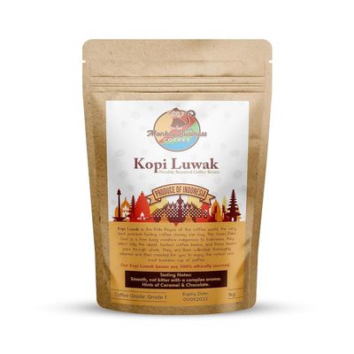 Monkey Business Coffee - Wild Kopi Luwak Coffee Whole Beans - Sustainably Sourced (from Indonesia) - 1 Kilogram