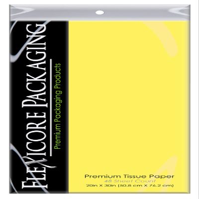 Flexicore Packaging Soft Yellow Gift Wrap Tissue Paper XL | Size: 20 Inch X 30 Inch | Count: 48 Sheets | Color: Soft Yellow