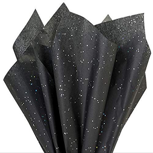 Black Glitter Sparkle Tissue Paper Squares, 24 Sheets, Premium Gift Wrap and Art Supplies for Birthdays, Holidays, or Presents by A1 Bakery Supplies, Large 20 Inch x 30 Inch HIGH Quality Made in USA