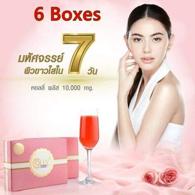 6xColly Pink Plus Collagen 10,000 mg Dietary Strawberry L-Glutamine, L-Cysteine