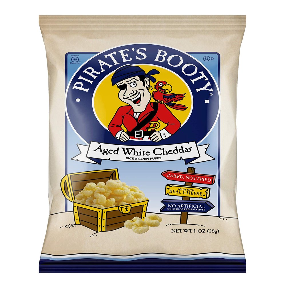 Pirate's Booty Snack Puffs, Aged White Cheddar 1oz (Pack of 6)