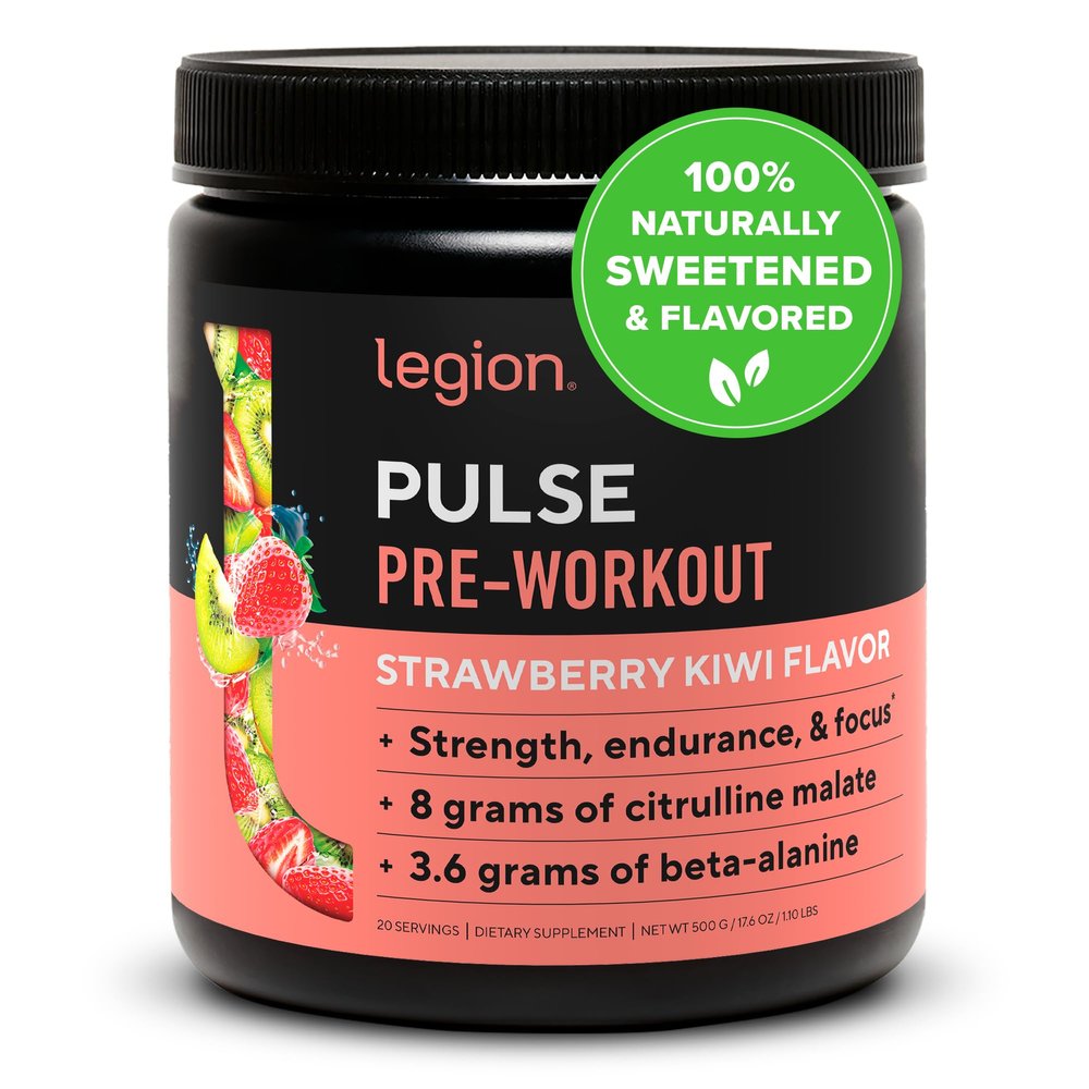LEGION Pulse Pre Workout - All Natural Nitric Oxide Preworkout Drink to Boost Energy, Creatine Free, Naturally Sweetened, Beta Alanine, Citrulline, Alpha GPC (Strawberry Kiwi)
