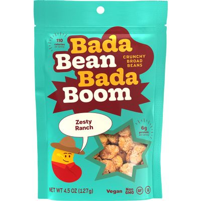 Bada Bean Bada Boom Ranch Roasted Broad Fava Beans - Vegan Snacks, Plant Based Snacks - Fava Beans Dried Crunchy Vegetarian Snacks (Similar to Lupini Beans) 110 Calories per Serving, 4.5 Ounce (Pack of 6)