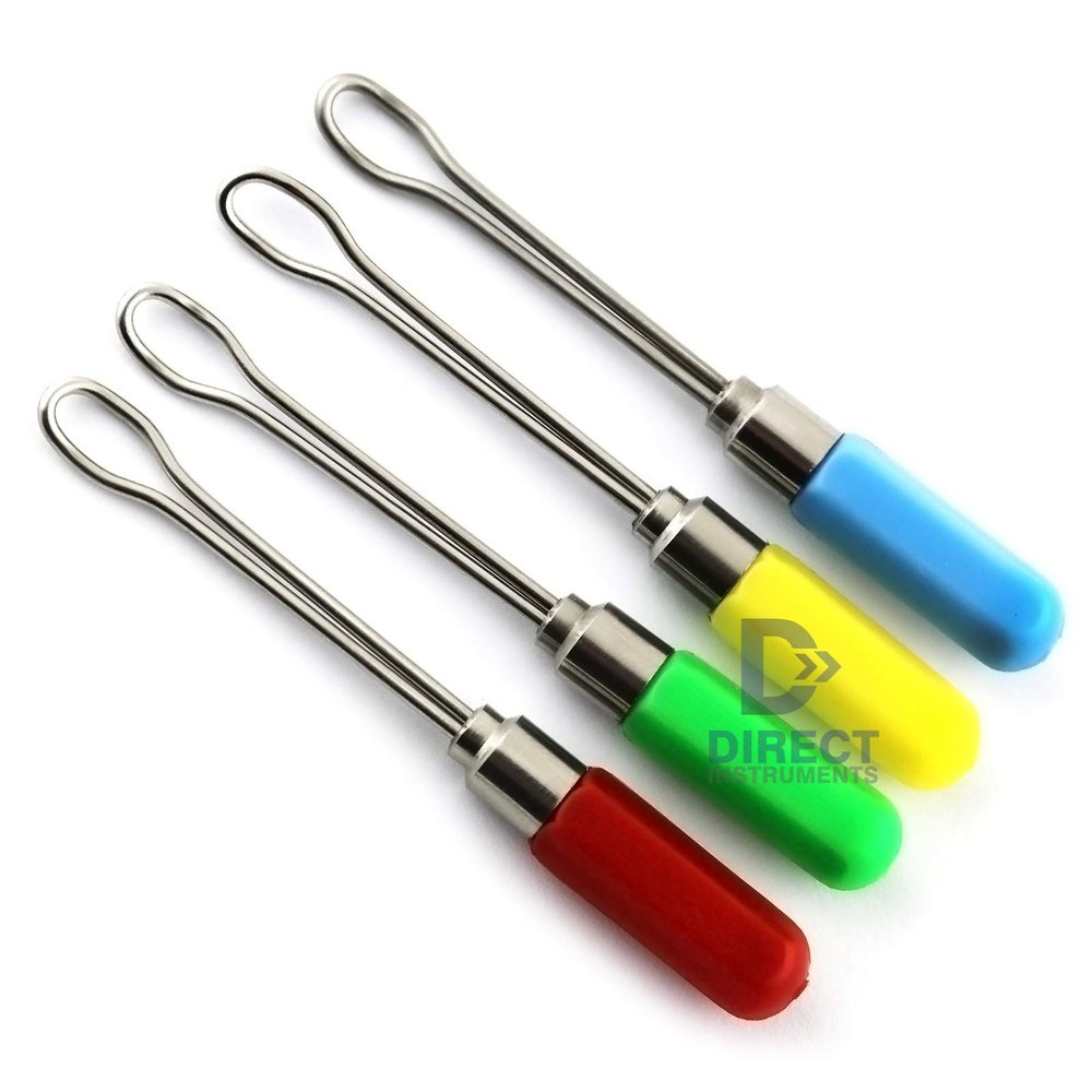 4Pcs Ear Loops Cleaner Curette Pick Ear Wax Removal Cleaning Wire Tools Small Plastic Handle