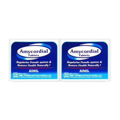 AIMIL Amycordial Tablets - 30 Tablets (Pack of 2) | Female Health Restorative | Contains Shatavari, Amla, Guduchi, Methi and more