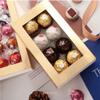 BAKIPACK 20 Truffle Box, Chocolate Gift Box Packaging, Candy Boxes with 8-Piece Plastics Tray (Tray Size with 5.75x2.75 Inches), Pull Out Packing with Clear Window Sleeves, Gold view 4