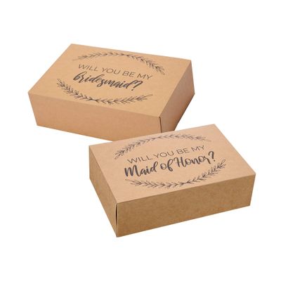 Pop Fizz Designs Bridesmaid Proposal Box Set I 6 Pack I 1 Maid of Honor Proposal Box and 5 Will You be My Bridesmaid Boxes I Kraft Bridesmaid Boxes for Bridesmaid Gifts
