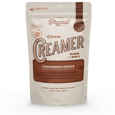 PRYMAL Cinnamon Dolce Coffee Creamer - Keto, Non Dairy, Sugar Free - Natural, Non Refrigerated Powder with MCT - 11.3oz Bag