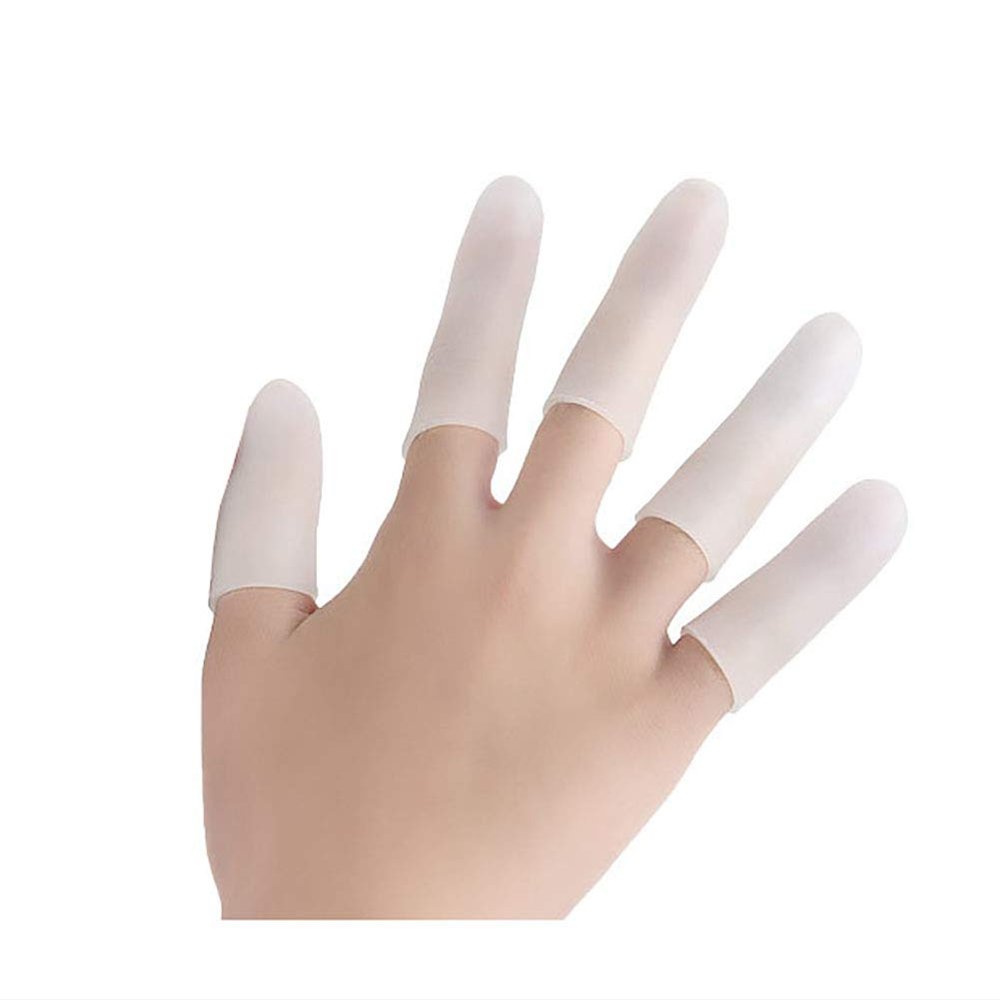 10PCS Gel Finger Cots Finger Protector Support Cover for Women and Men Finger Sleeves Great for Hand Eczema Finger Cracking Finger Arthritis (White)