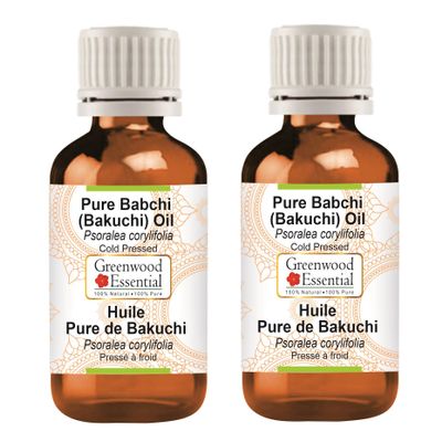 Greenwood Essential Babchi (Bakuchi) Oil (Psoralea corylifolia) | Cold Pressed | Natural | Undiluted | For Diluting Essential Oils | For Skin & Massage | Men & Women | 100ml X 2 (6.76 oz)