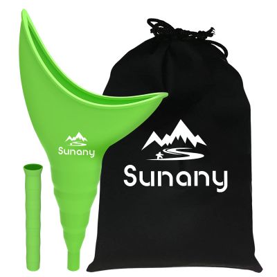 Sunany Female Urinal, Reusable Silicone Foolproof Women Pee Funnel Allows Women to Pee Standing Up,Women's Urinal is The Perfect Companion for Indoor Use (Green)