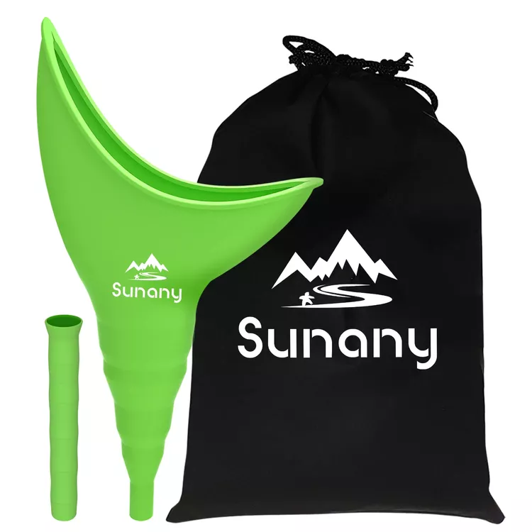Sunany Female Urinal, Reusable Silicone Foolproof Women Pee Funnel Allows Women to Pee Standing Up,Women's Urinal is The Perfect Companion for Indoor Use (Green)