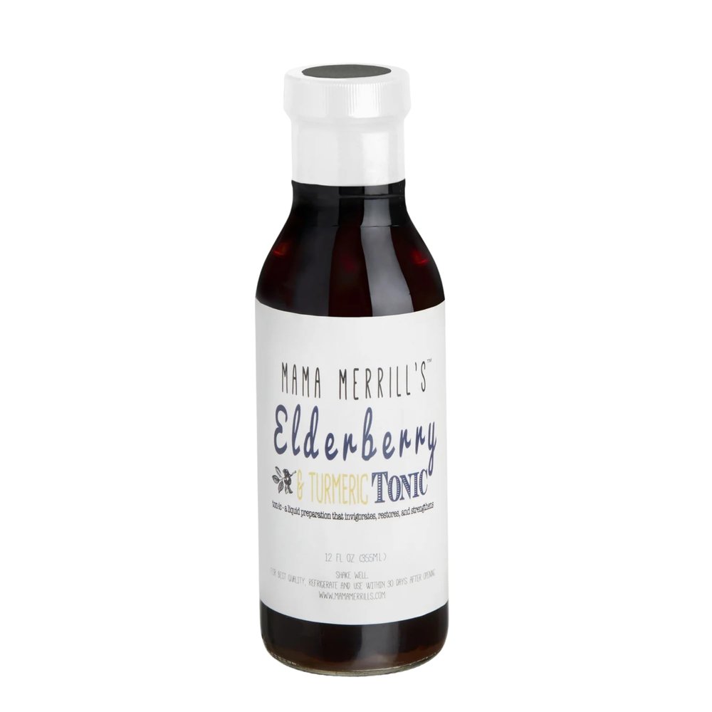Mama Merrill's Elderberry and Turmeric Tonic 12 oz Bottle | Small Batch Recipe with Sambucus Nigra Elderberries, Turmeric, Ginger & Spices | Pure, Clean Ingredients