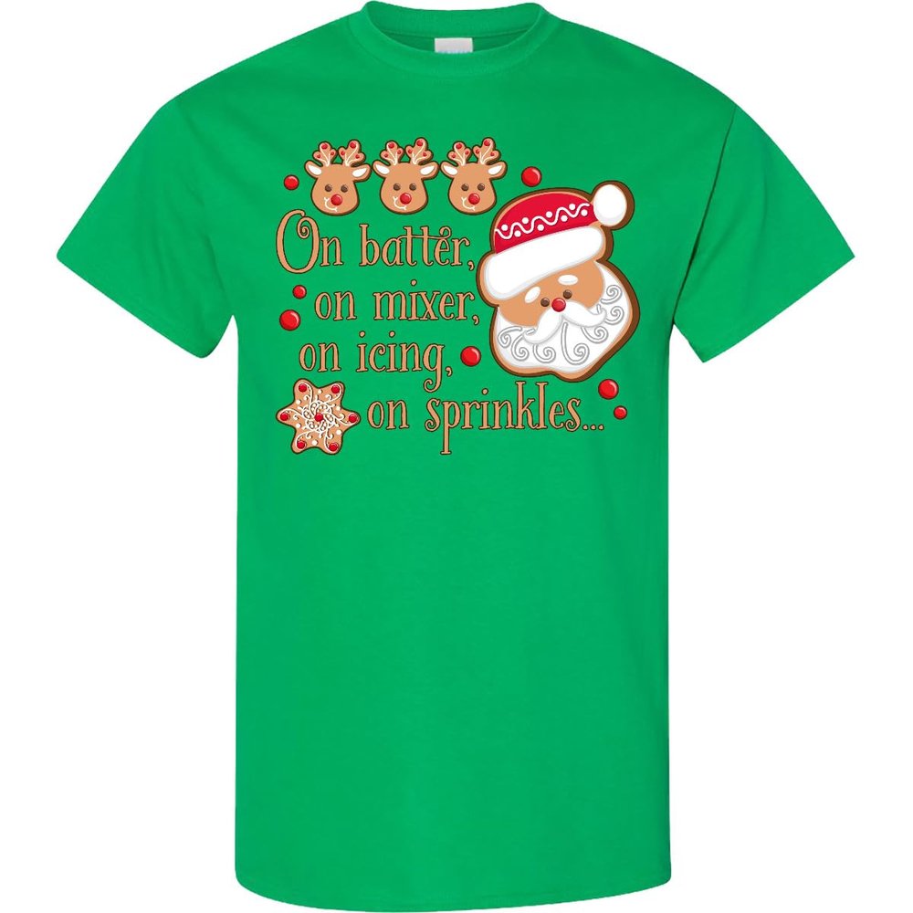 inktastic on Batter Mixer Icing on Sprinkles Christmas Cookies Adult T-Shirt Small Kelly Green 38434